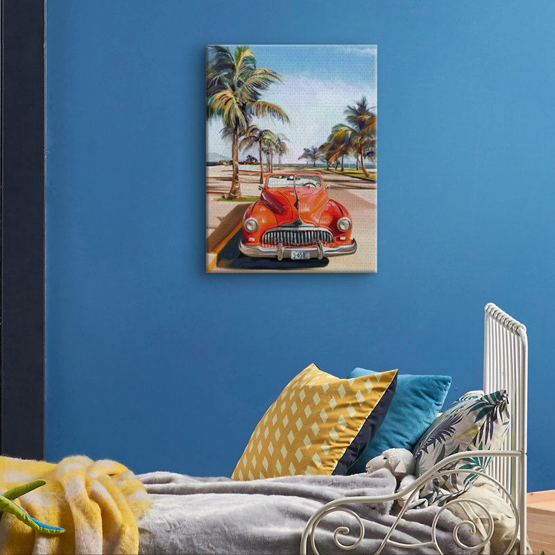 « retro beach day i », reproduction d’art sur toile non encadrée, H 24 po x l 18 po x P 1,5 po