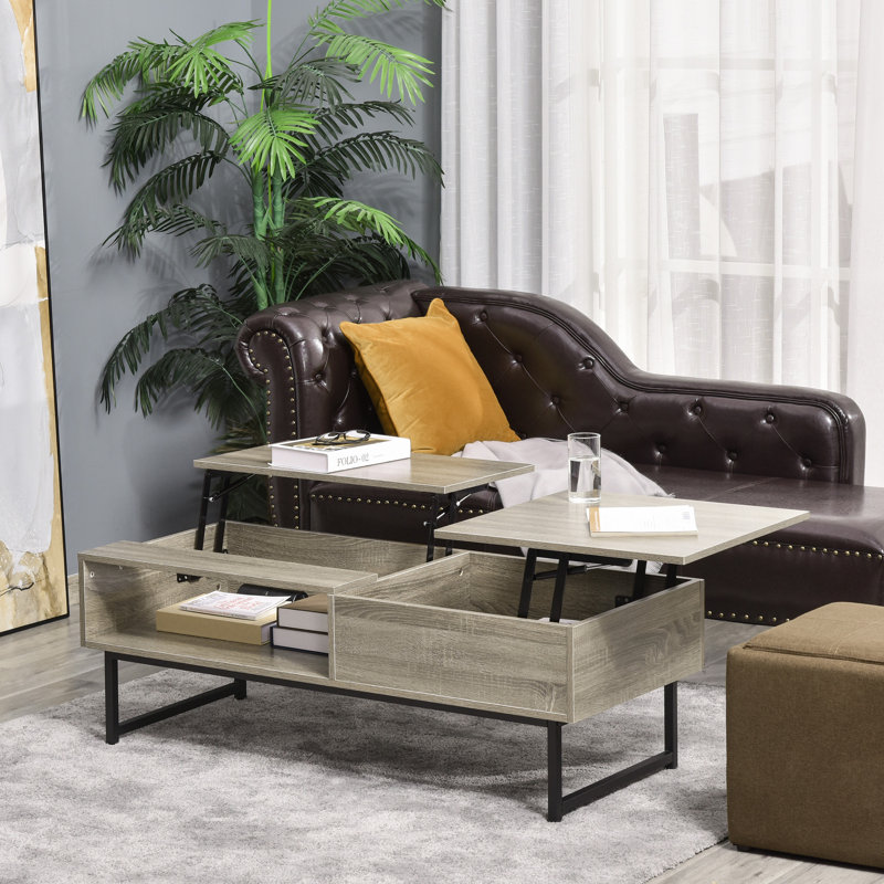 Table basse à plateau relevable avec rangement Lift Top, Gris