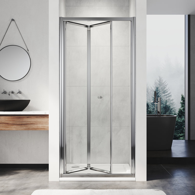 185mm H Hinged Framed Shower Door with Clear Glass, 86cm, Silver