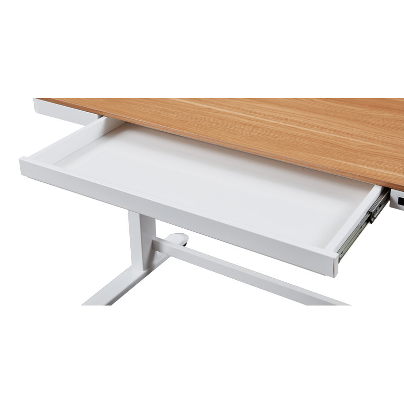 Tabukiniberu Adjustable Metal Base Standing Desk, Oak