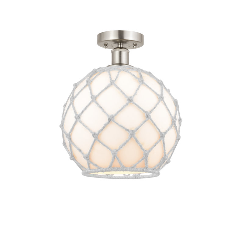 Larocque Semi Flush Mount, White, Brushed Satin Nickel