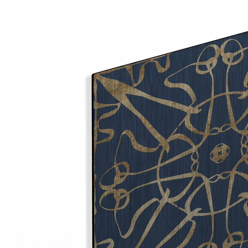 "Motif sur fond bleu" par Alonzo Saunders, H 12 po x l 12 po