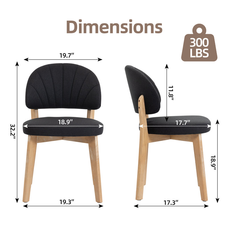 Chaises de salle à manger rembourrées en bois massif de style Mid-Century, Noir