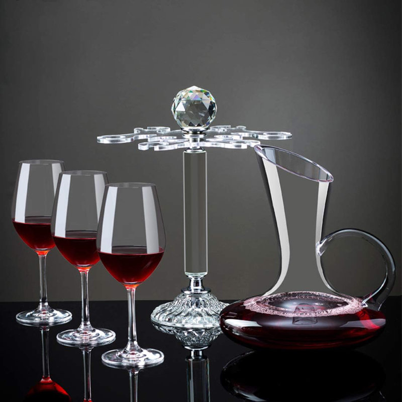 Desktop Crystal Glass High Footed Cup Holder