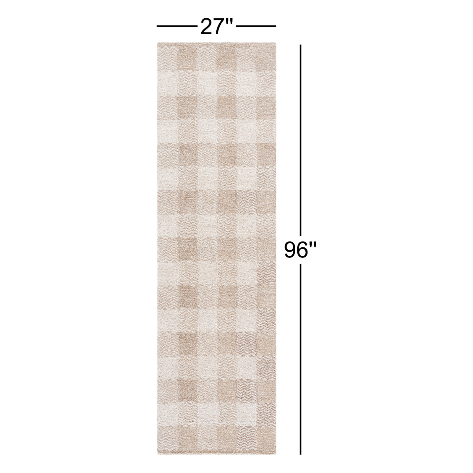 Hand-Tufted Wool Checkered Rug, Runner 2'3" x 8'