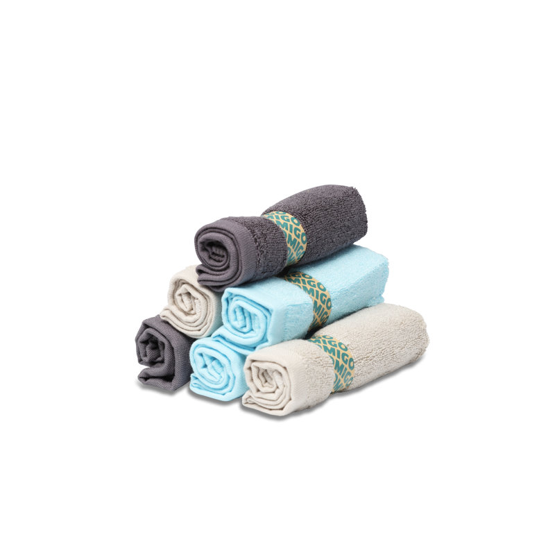 Rayon From Bamboo Washcloth, Charcoal/Beige/Blue