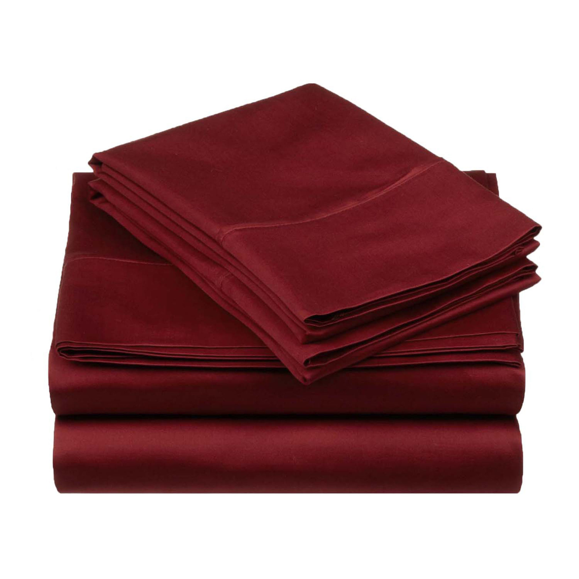 Edmont 530 Thread Count Egyptian-Quality Cotton Sateen Sheet Set, King, Burgundy