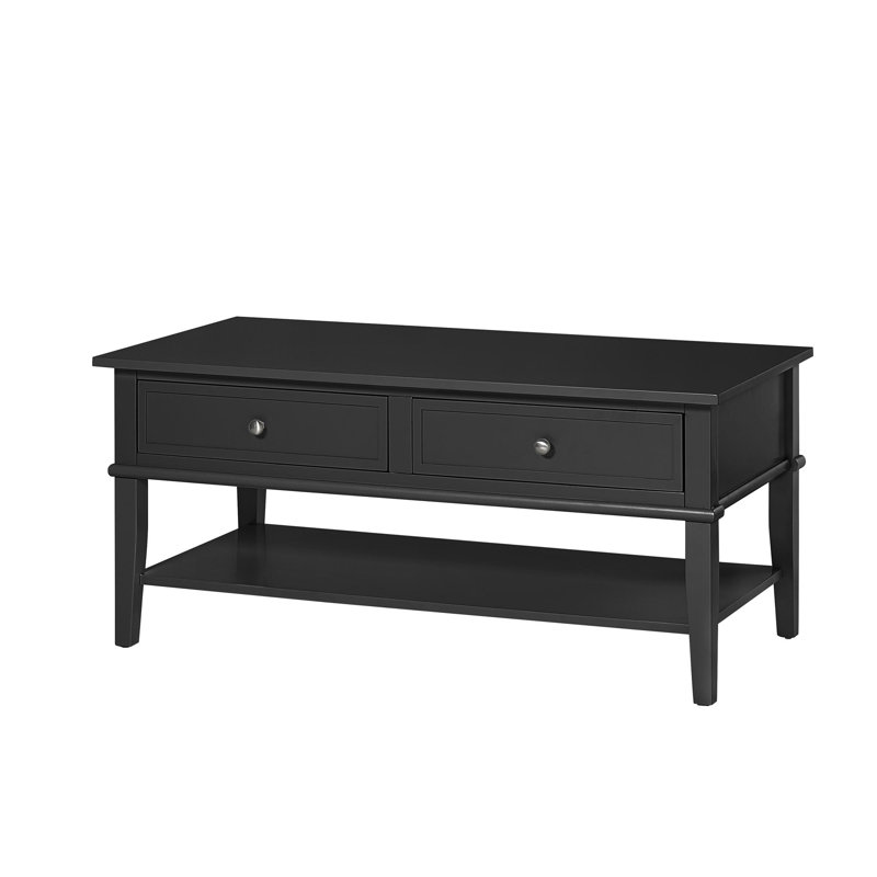 Clarice Four Leg Coffee Table with Storage, Black