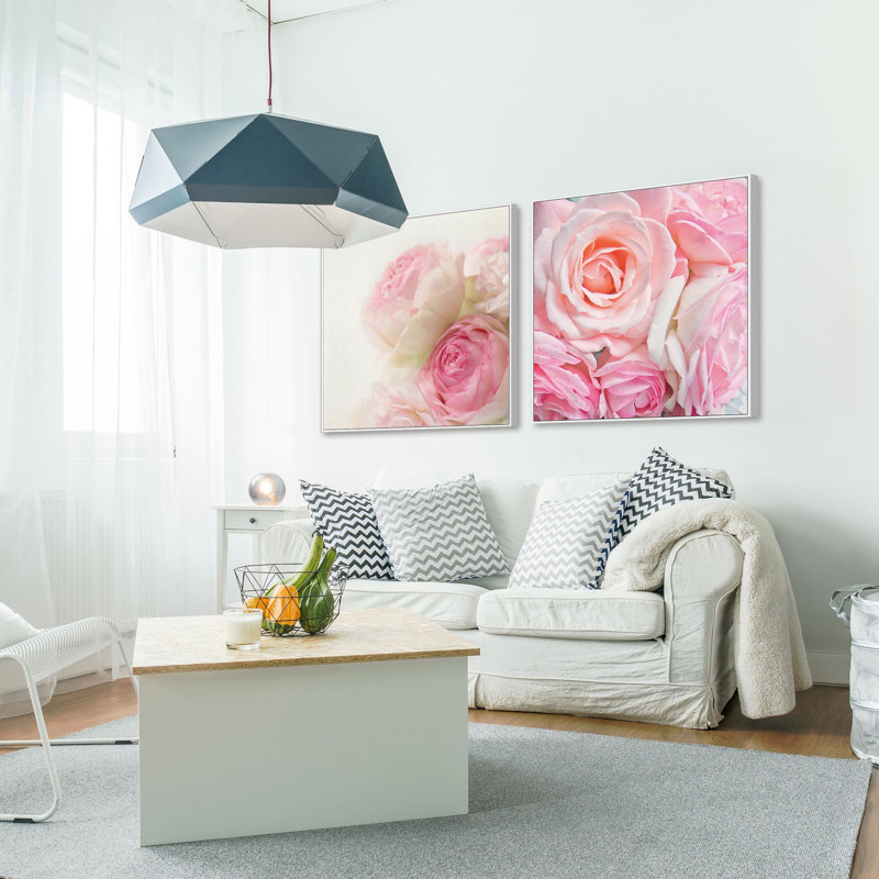 «Rose Bunch Diptych» par Marmont Hill - ensemble de 2 reproductions de photos sur toile, H 18 po x l 18 po x L 1,5 po