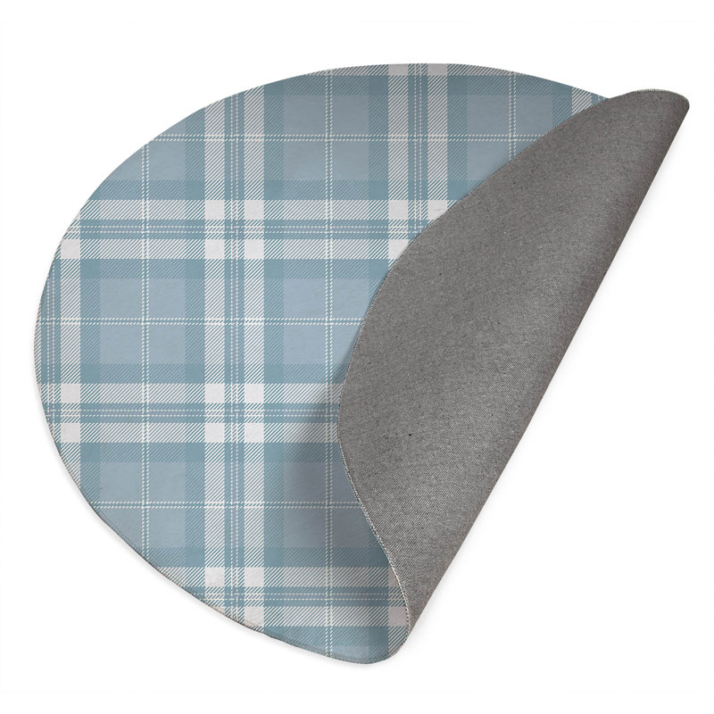 Vinny Tartan Non-Slip Outdoor Rug, Round 5'