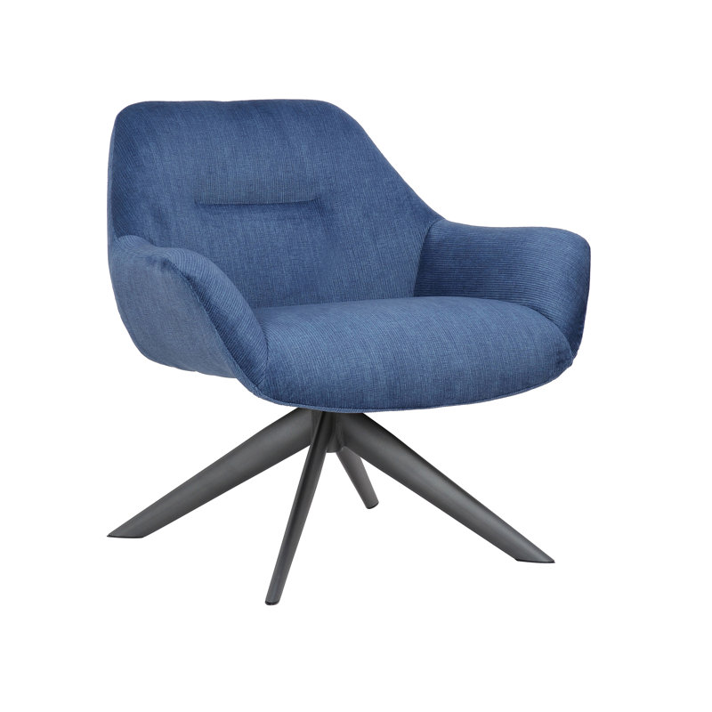 Adairsville Fabric Accent Chair with Steel Legs, Blue Polyester Blend