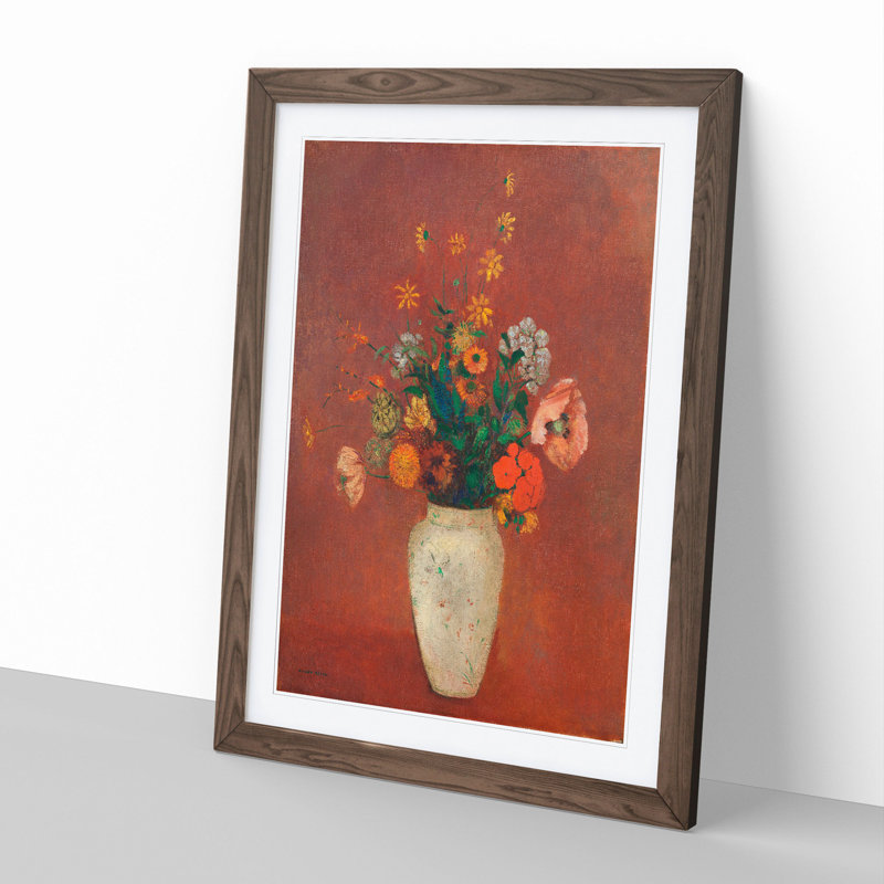 Vase of Flowers Vol.6 by Odilon Redon - Picture Frame Painting, 48cm H x 36cm W x 2cm D, Walnut Framed