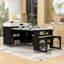 Chariot de cuisine mobile avec plateau de table extensible, prise de courant intégrée, rangement dissimulé et roues verrouillables-391320588