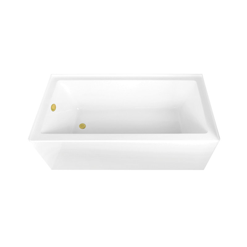 Kingston Brass Aqua Eden 66-Inch Acrylic Rectangular 3-Wall Alcove Tub, Left, Polished Brass