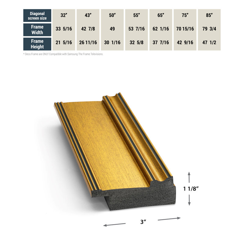Deco TV Frame for Samsung Frame TV and Frame Pro, Antique Gold, 32"