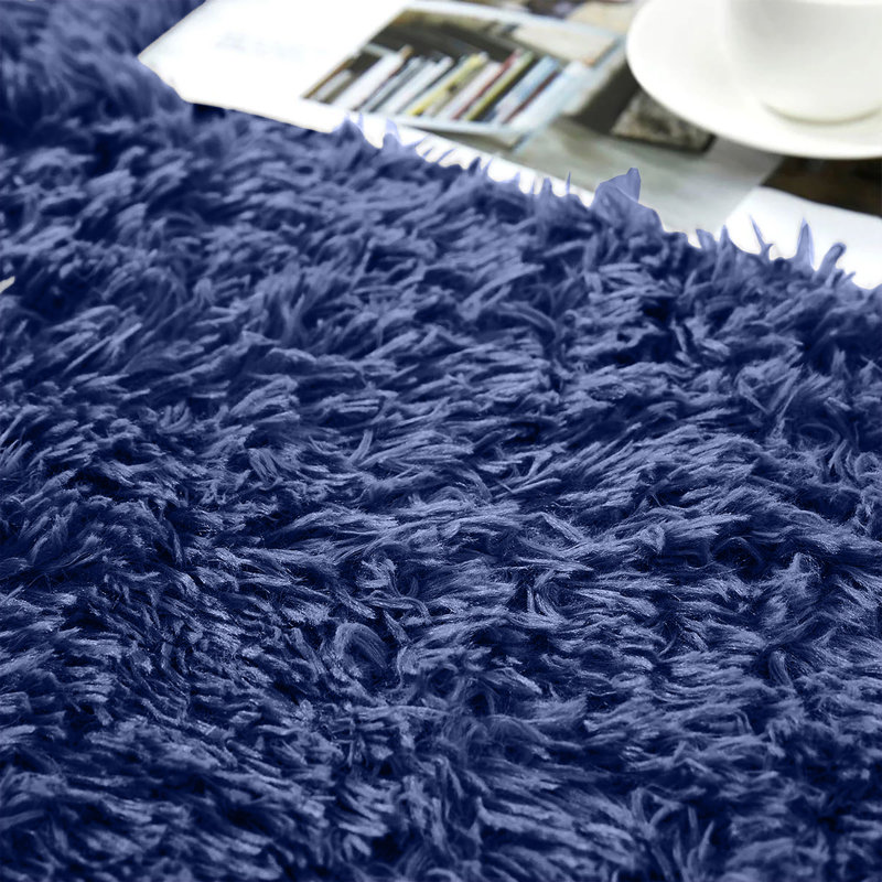 Soft Fluffy Living Room Large Area Rug, Navy, Rectangle 200 x 290 cm