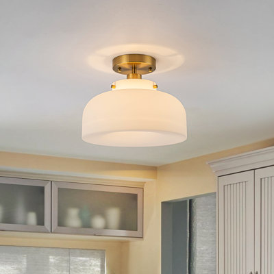 Plafonnier semi-encastré 1 lumière en verre doré