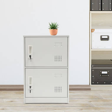 Metal Storage Cabinets with Lock, Small Locker Organizer Steel Cabinets,  Adjustable Layers Shelves 2 Doors for Home, Office