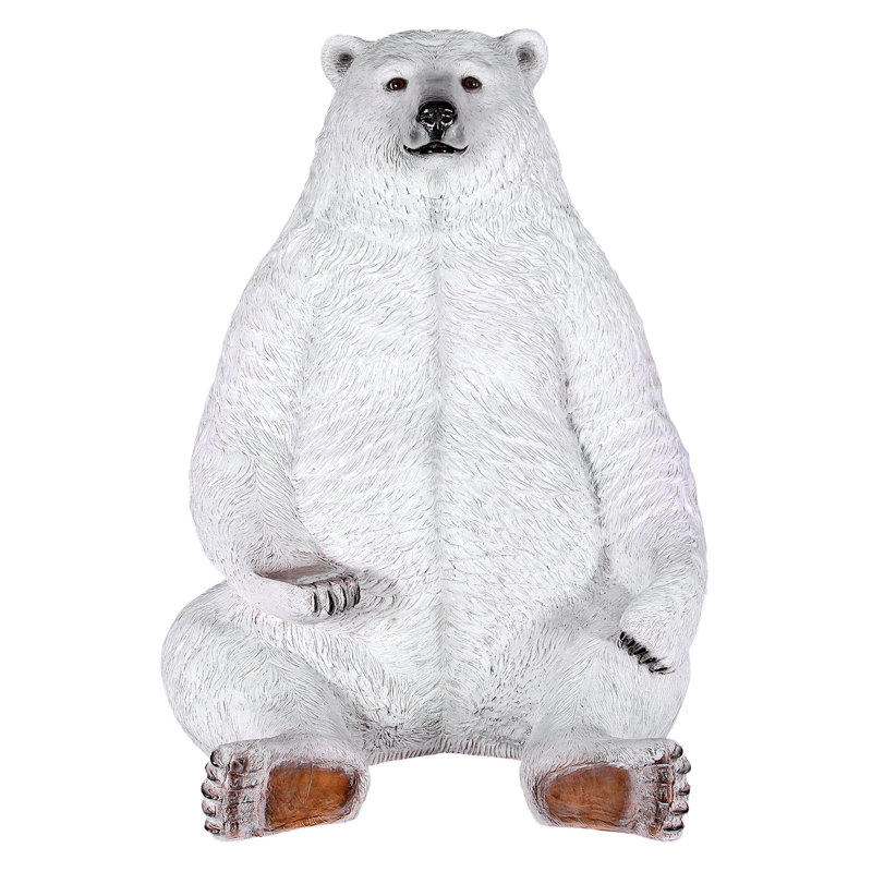 Très jolie statue d'ours assis, Blanc polaire
