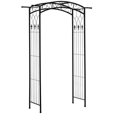 Outsunny 7Ft Outdoor Garden Arbor, Wedding Arch For Ceremony, Trellis With Scrollwork Design, Ideal For Climbing Vines And Plants
