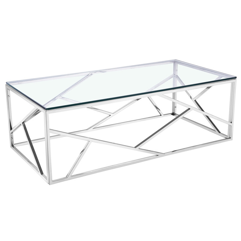 Table basse Laith, Argent, H 15,7 po x L 47 po x l 23,6 po