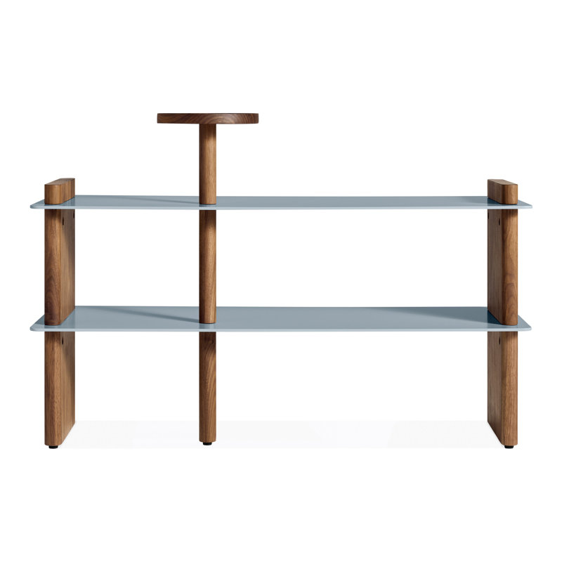 Shoegaze Shoe Rack, Walnut/Gray Blue