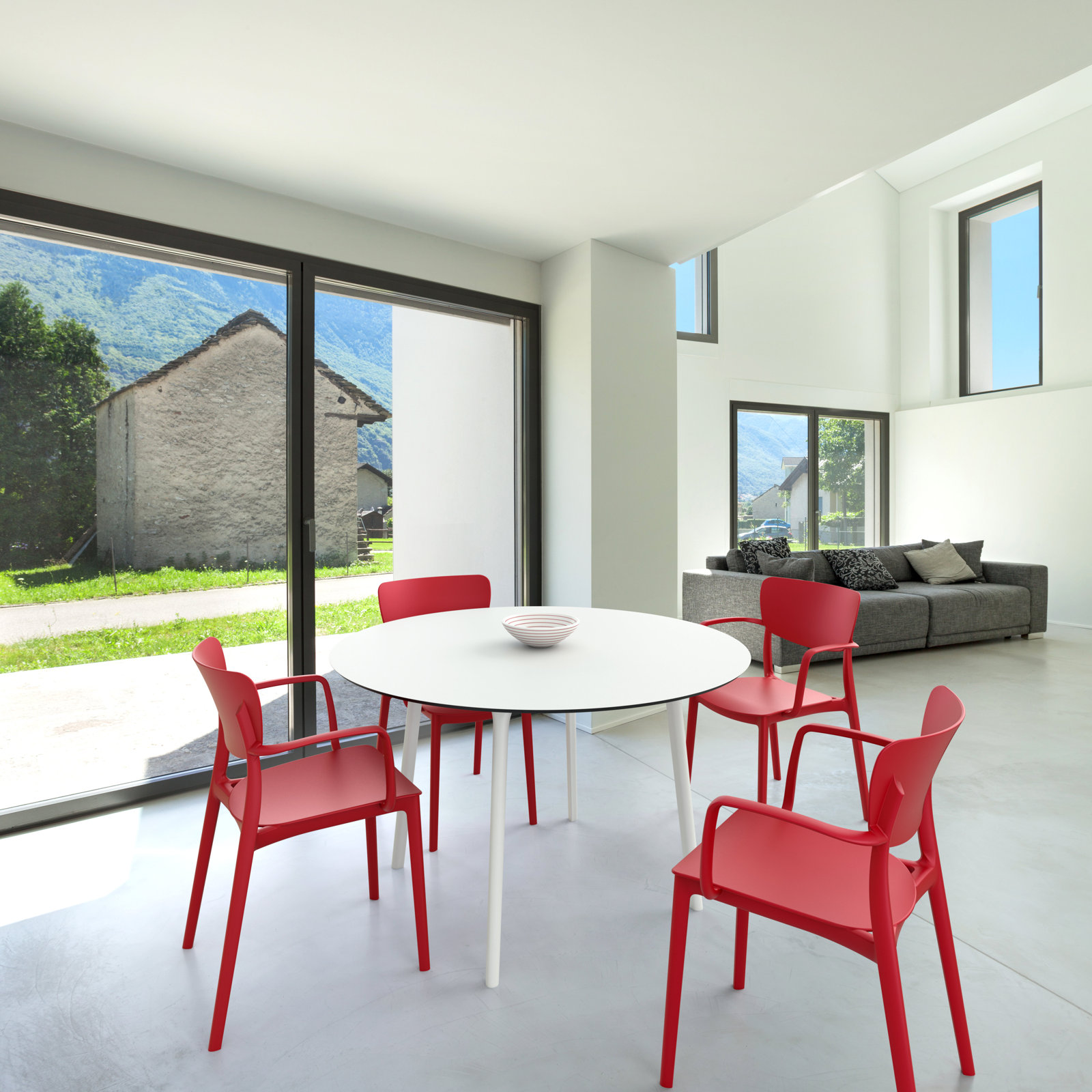 Farrah Stackable Patio Armchair, Red