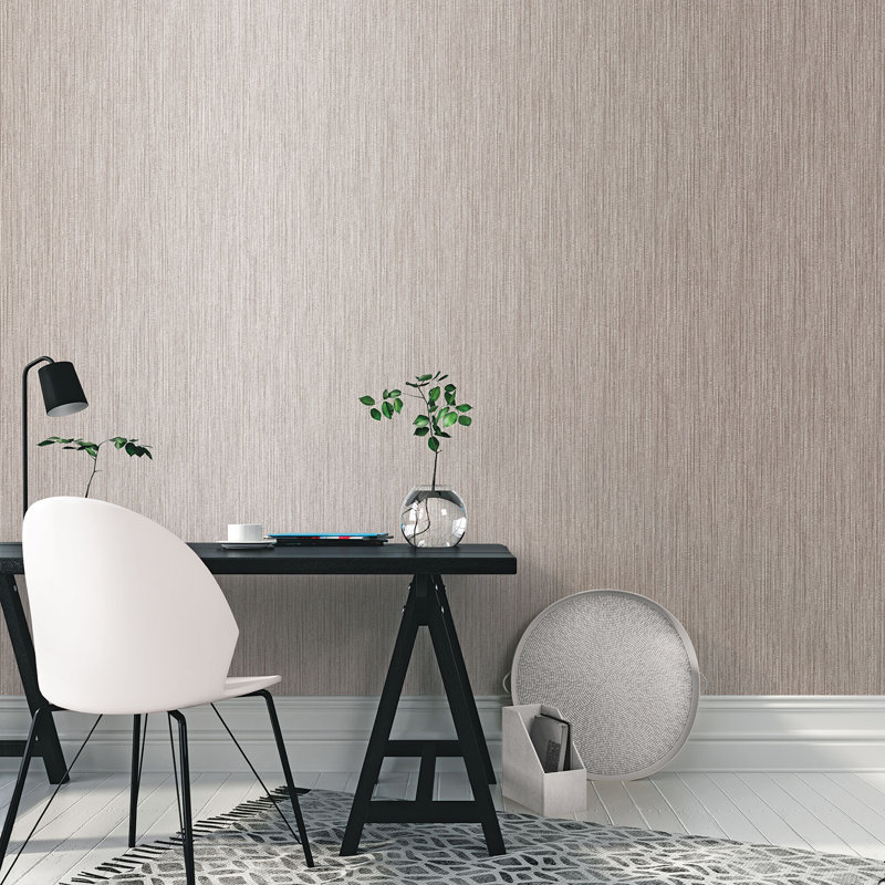 Robbin 10m x 53cm Textured Metallic Finish Non-pasted Wallpaper Roll, Silver/Taupe