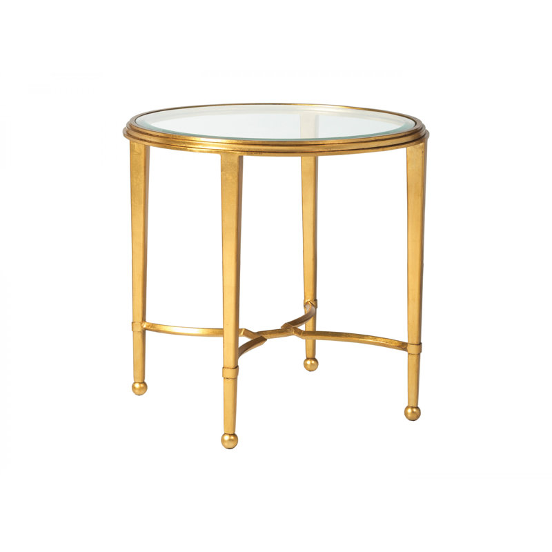 Table de bout ronde en métal Sangrevese, Feuille d’or