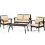 Chaise de patio extérieure imperméable 4Pc Pe - Brun + brun clair, fer, imperméable