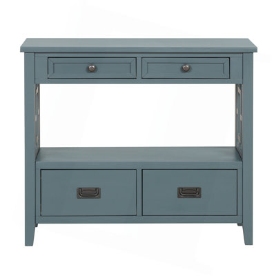 36'' Farmhouse Pine Wood Console Table Entry Sofa Table With 4 Drawers & 1 Storage Shelf For Entryway Living Room Bedroom Hallway Kitchen
