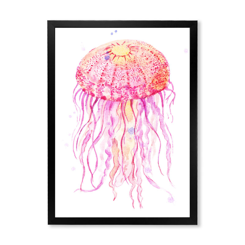 Magnifique méduse - Illustration, Cadre noir, H 32 po x l 16 po x P 1 po