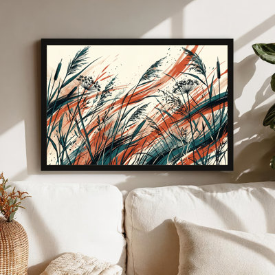 Art mural sur toile noir encadré pour le salon, la chambre à coucher, le bureau ou le vestibule - décoration murale décorative avec gazon abstrait