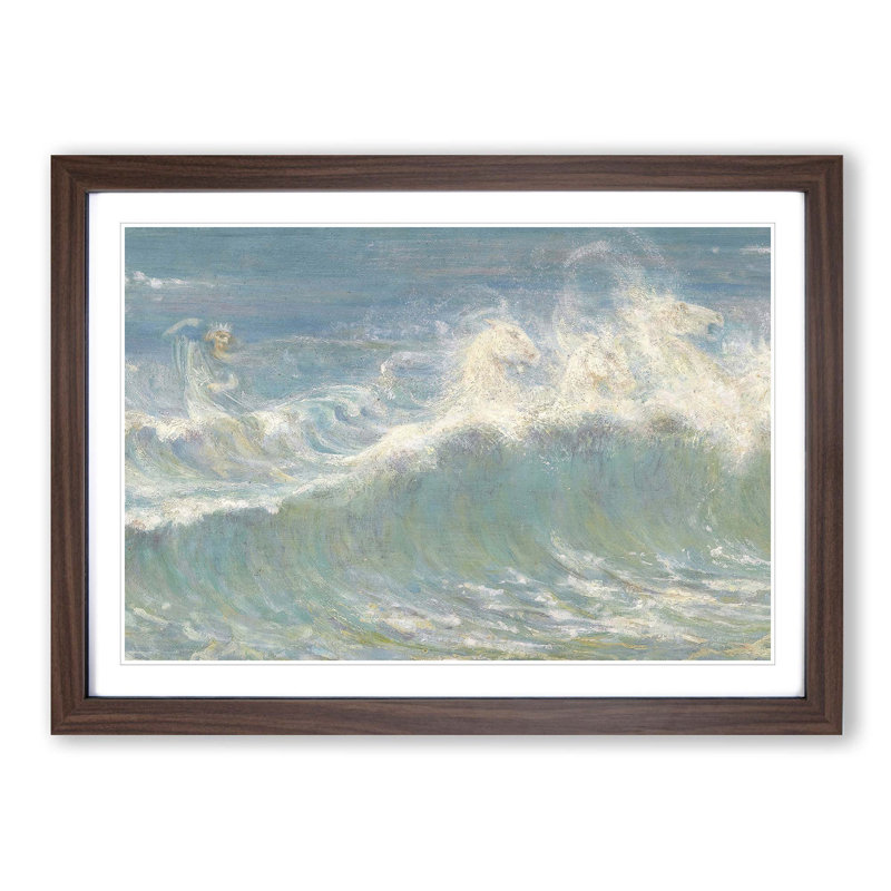 Neptunes Horses by Walter Crane - Framed Print, Walnut