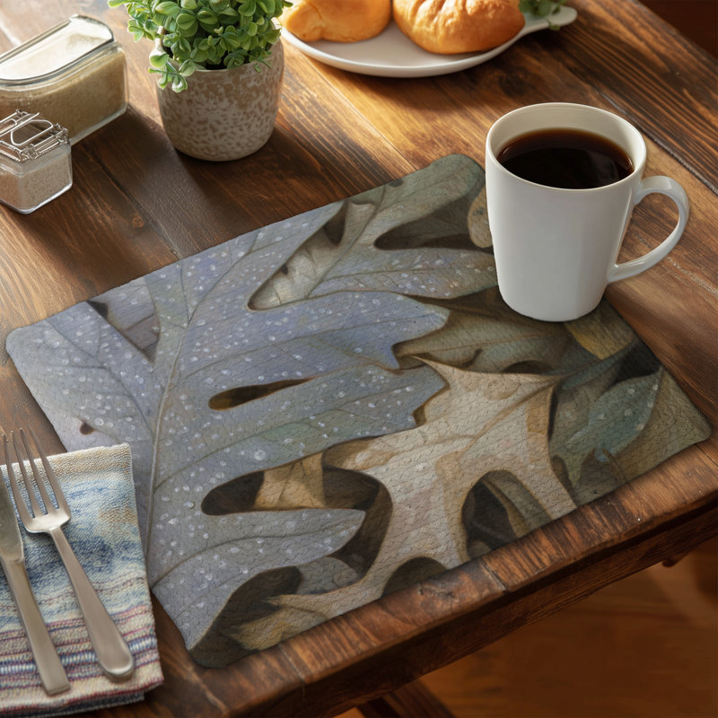 Autumn Leaves Brown Trees Rustic Braided Polyester Placemat