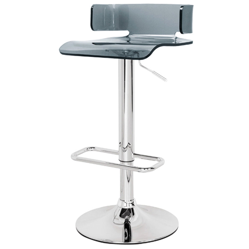 Tabouret réglable moderne avec siège pivotant à mouvement polyvalent gris et argent