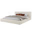 King Size Upholstered Platform Bed With Thick Linen Headboard And Footboard, Beige, No Box Spring Needed