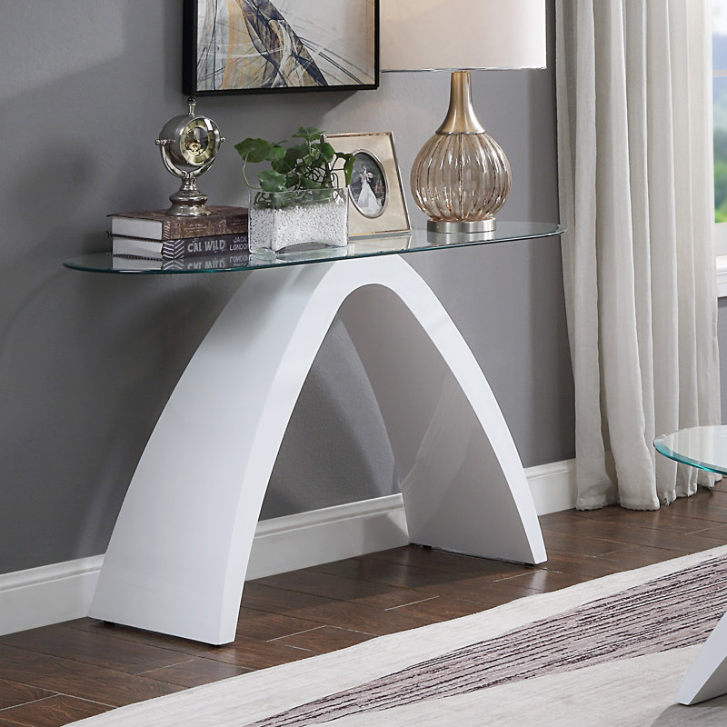 Hilry 47'' Glass Top Console Table, White