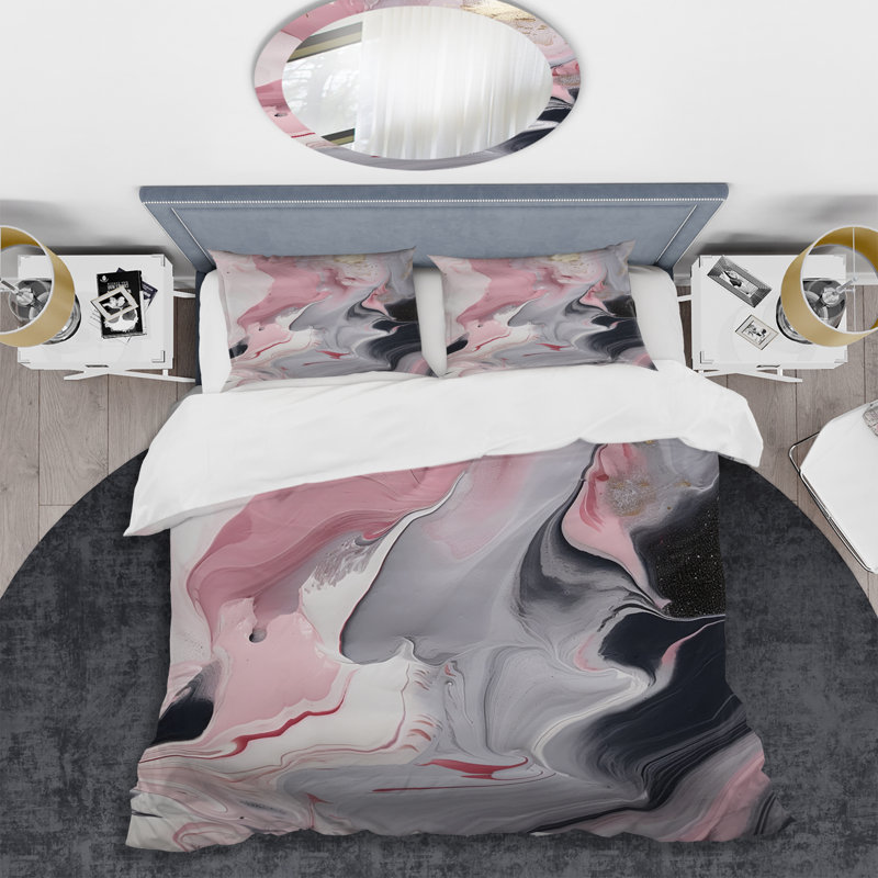 Solid Marble Paint Artwork II - Abstract Marble Duvet Cover Set, Twin Duvet Cover + 2 Standard Shams