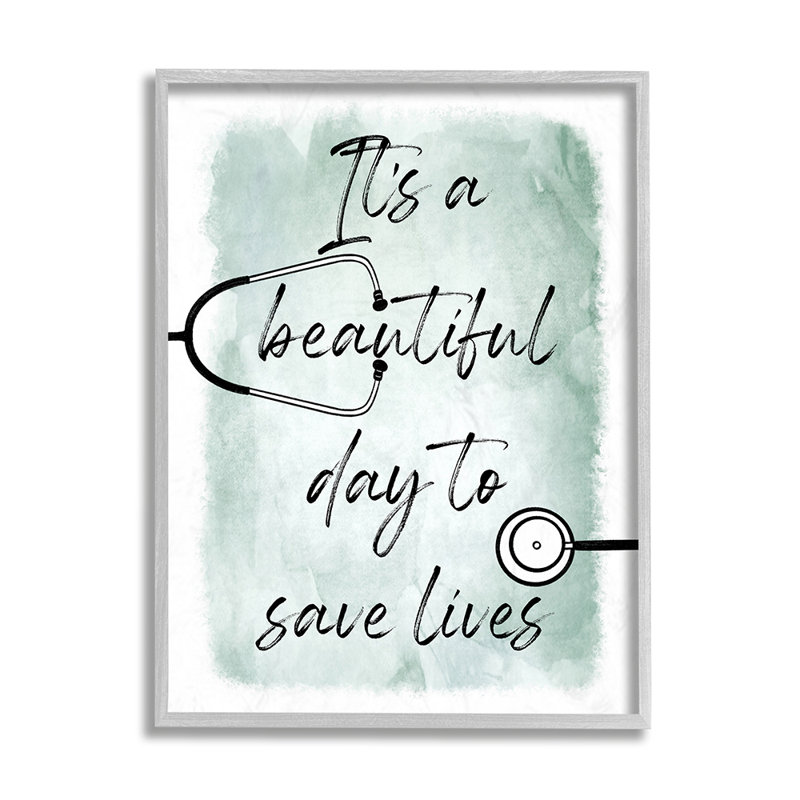 «Beautiful Day Save Lives» par Marcus Prime - impression d'art graphique, Encadré gris, H 14 po x l 11 po x P 1,5 po