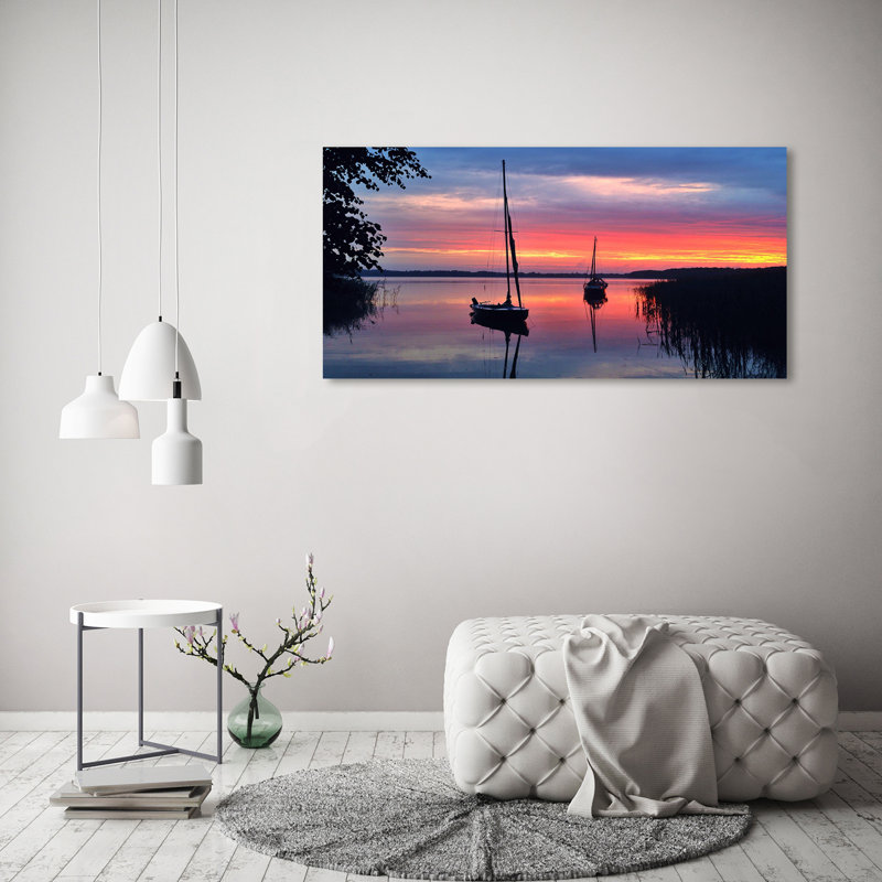 Sailboats At Sunset - Wrapped Canvas Print