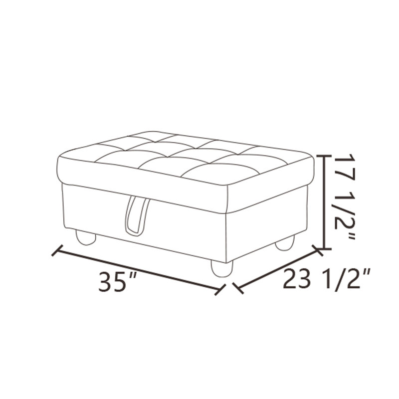 34 po Repose-pieds rectangulaire en flanelle de polyester avec rangement, Taupe/brun
