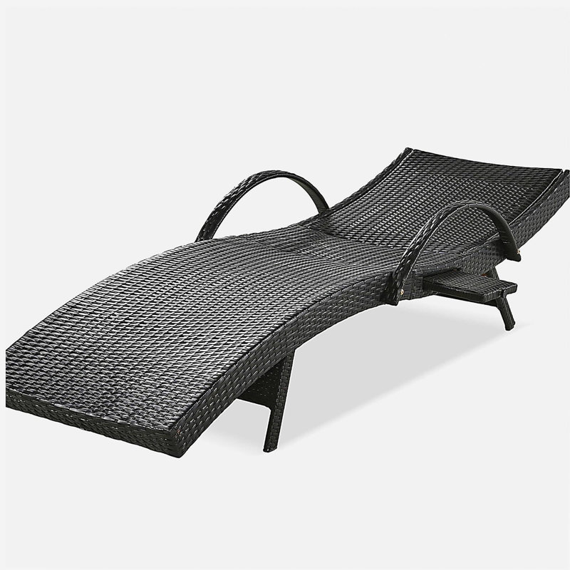 Ensemble de chaises longues d'extérieur en osier de 80 po, ensemble de 2 chaises de patio inclinables en rotin, à dossier coulissant, à dossier ajustable et ergonomique