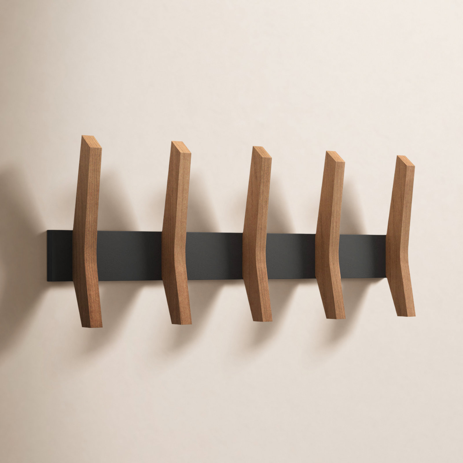 Sifford 5-Hook Solid Wood Coat Rack, Black/Walnut
