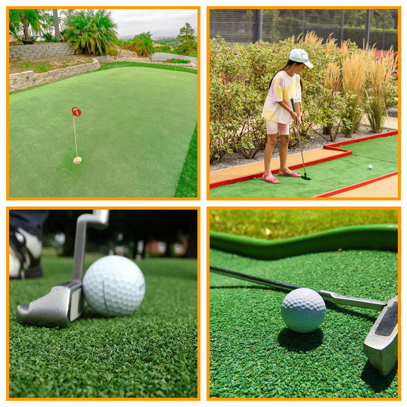 Green Artificial Grass Runner Rug with Rubber Backing