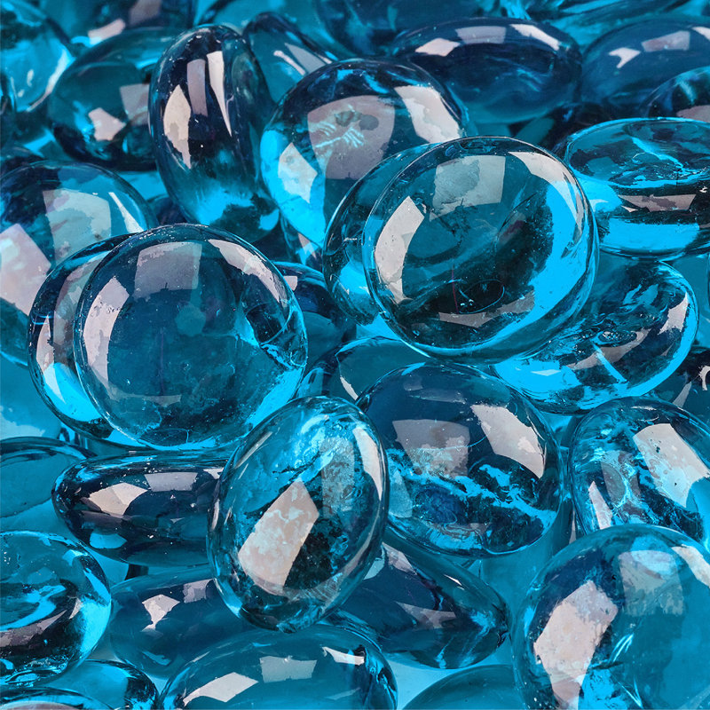 Verre de foyer d'extérieur Perles, Bleu Tahiti