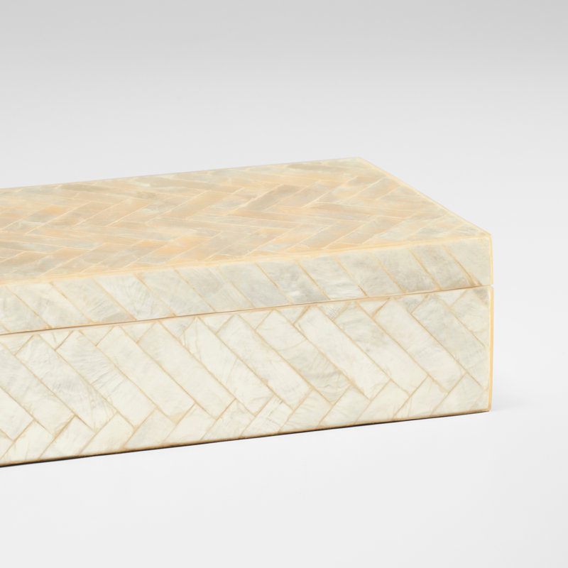 Triton Decorative Box, Pearl, 3" H x 12.25" W x 6.25" D
