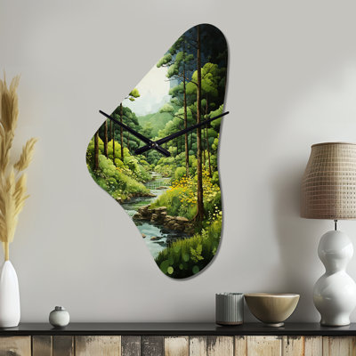 «Palle Forest Whispering Woods Pastoral III - Forest», horloge asymétrique en métal