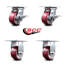 4 Inch Poly on Aluminum Caster Set with Ball Bearing 2 Brakes and 2 Rigid SCC