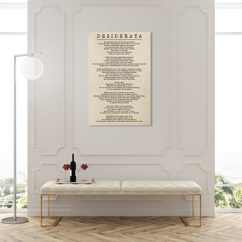 «Desiderata Parchment» par Oliver Gal - Art textuel sur toile, Toile tendue, H 45 po x l 30 po